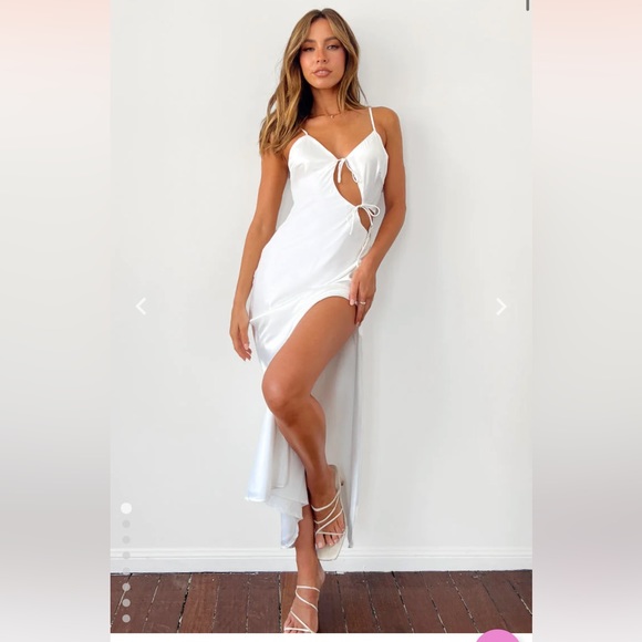 Beginning Boutique Dresses & Skirts - white satin maxi dress
